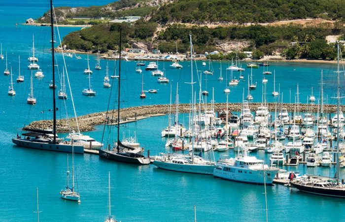 Port du Sud marina and the entry of the petite rade in Noumea.